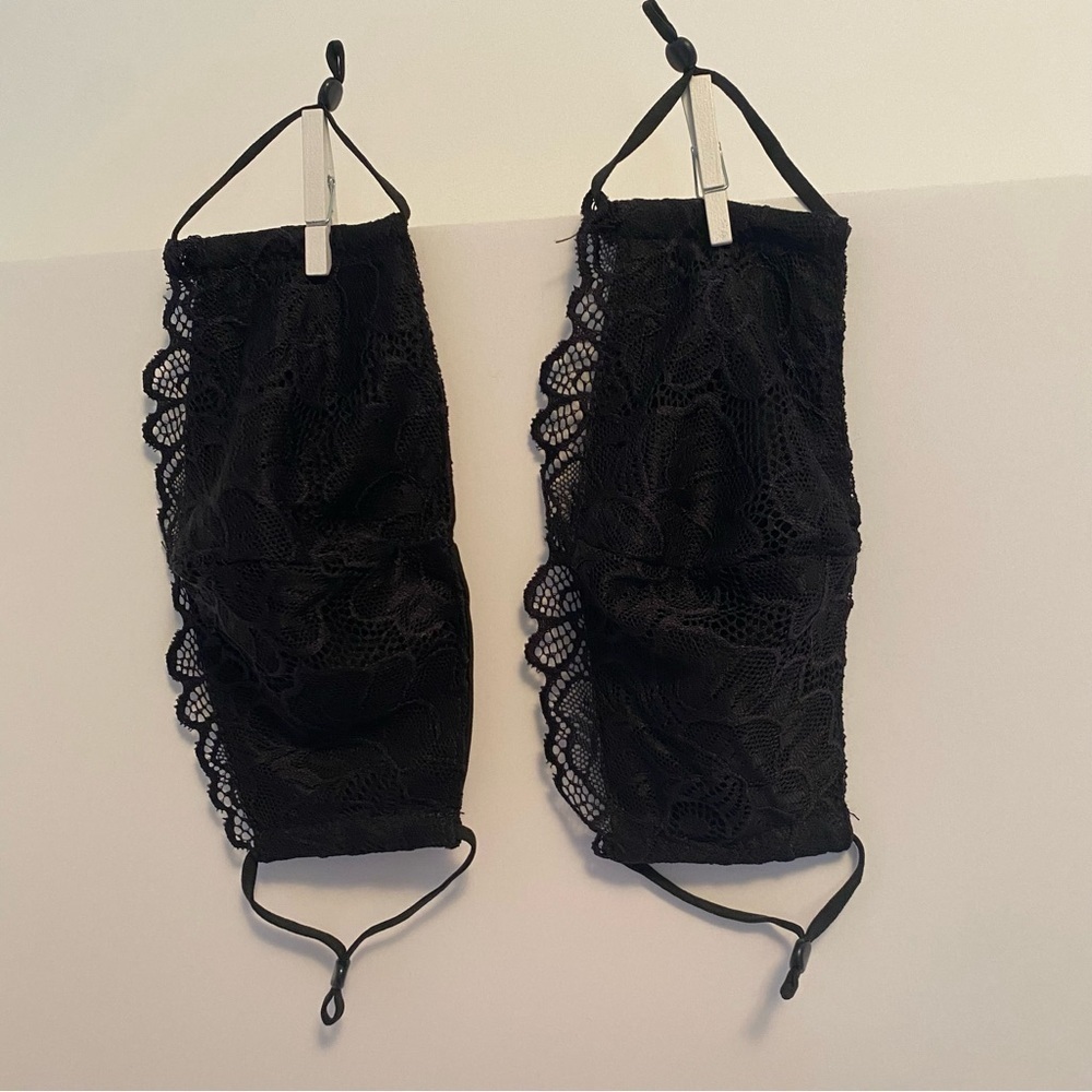 Black Lace Reusable Washable Adult Face Masks Set Of 2 NWOT